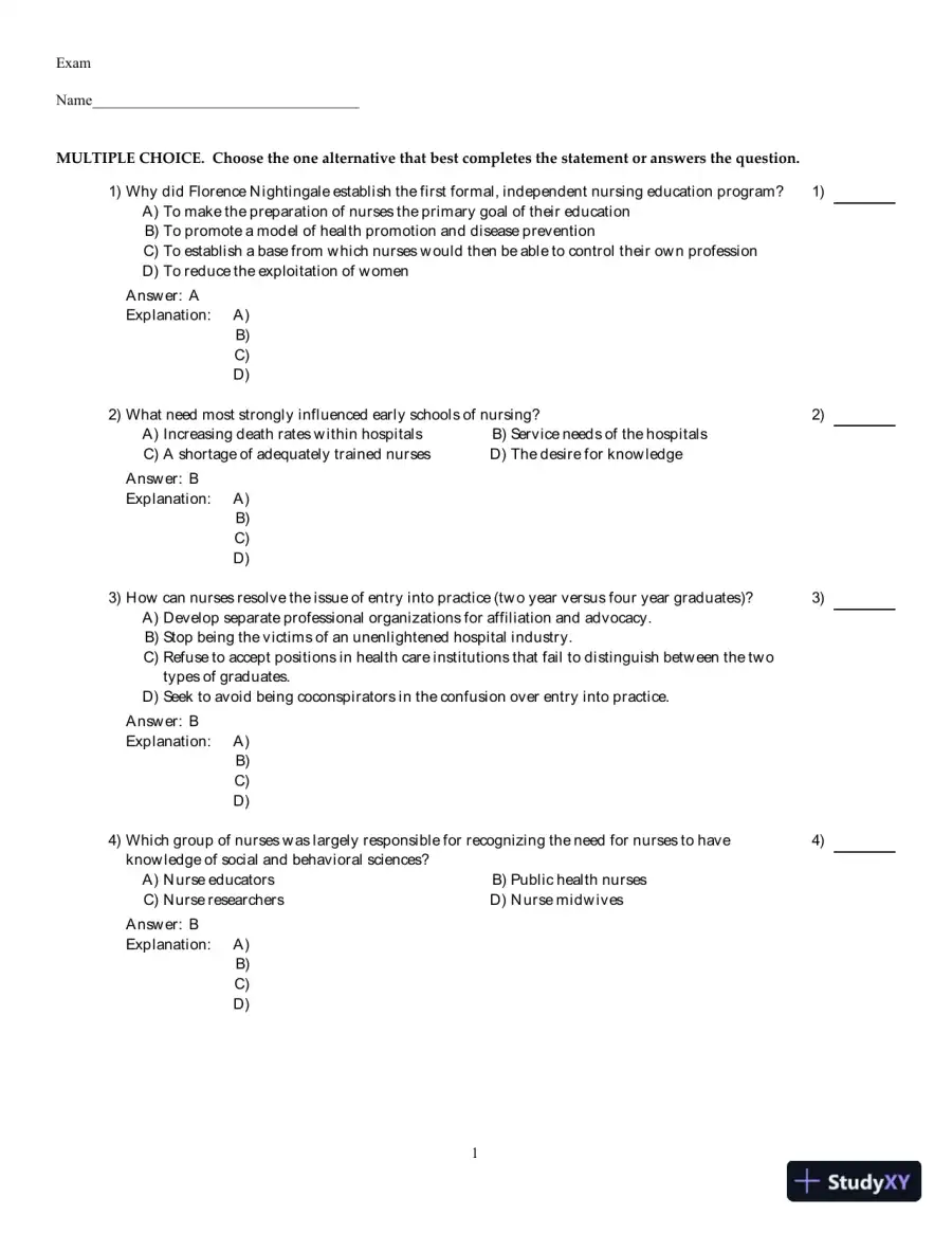 Nursing in Contemporary Society: Issues, Trends and Transition to Practice 1st Edition Test Bank, page 6