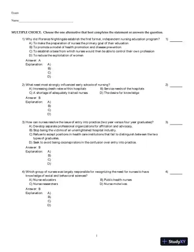 Nursing in Contemporary Society: Issues, Trends and Transition to Practice 1st Edition Test Bank - Page 6 preview image