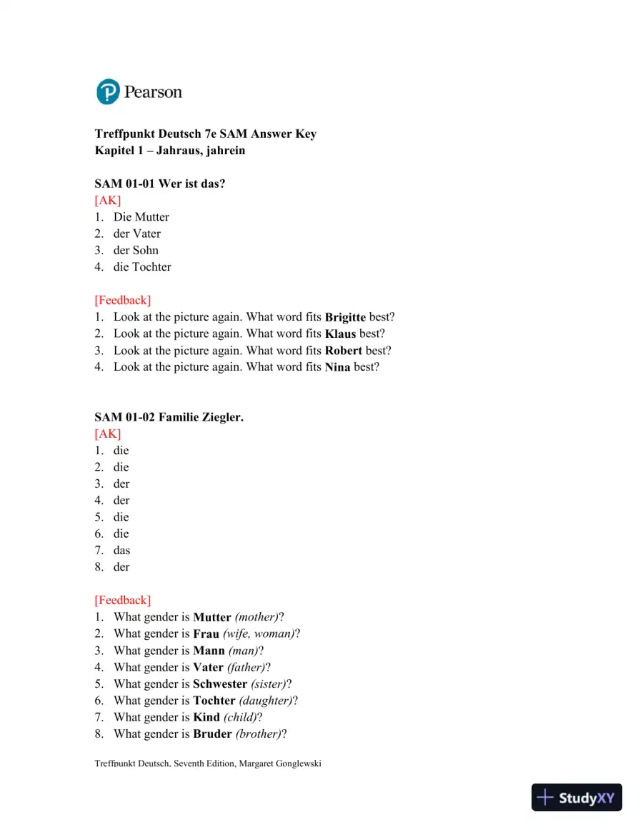 Test Bank for Treffpunkt Deutsch, 7th edition, page 11
