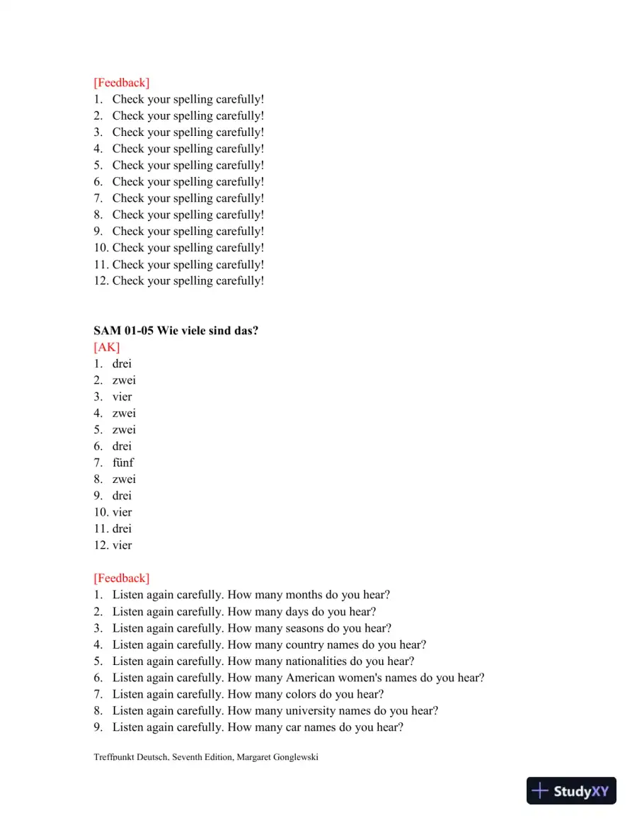 Test Bank for Treffpunkt Deutsch, 7th edition, page 13