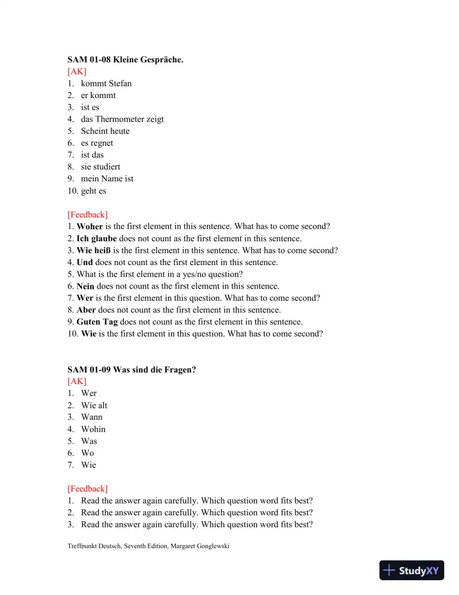 Test Bank for Treffpunkt Deutsch, 7th edition, page 15