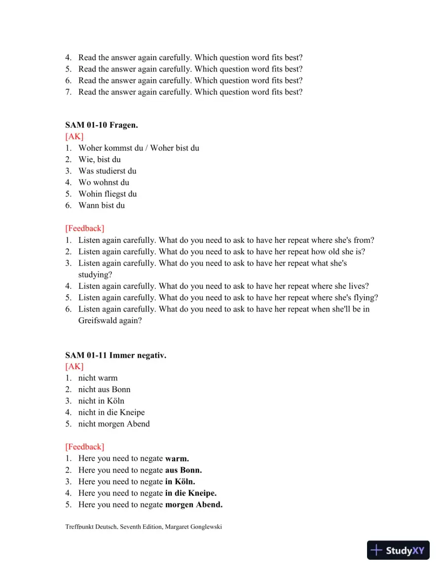Test Bank for Treffpunkt Deutsch, 7th edition, page 16