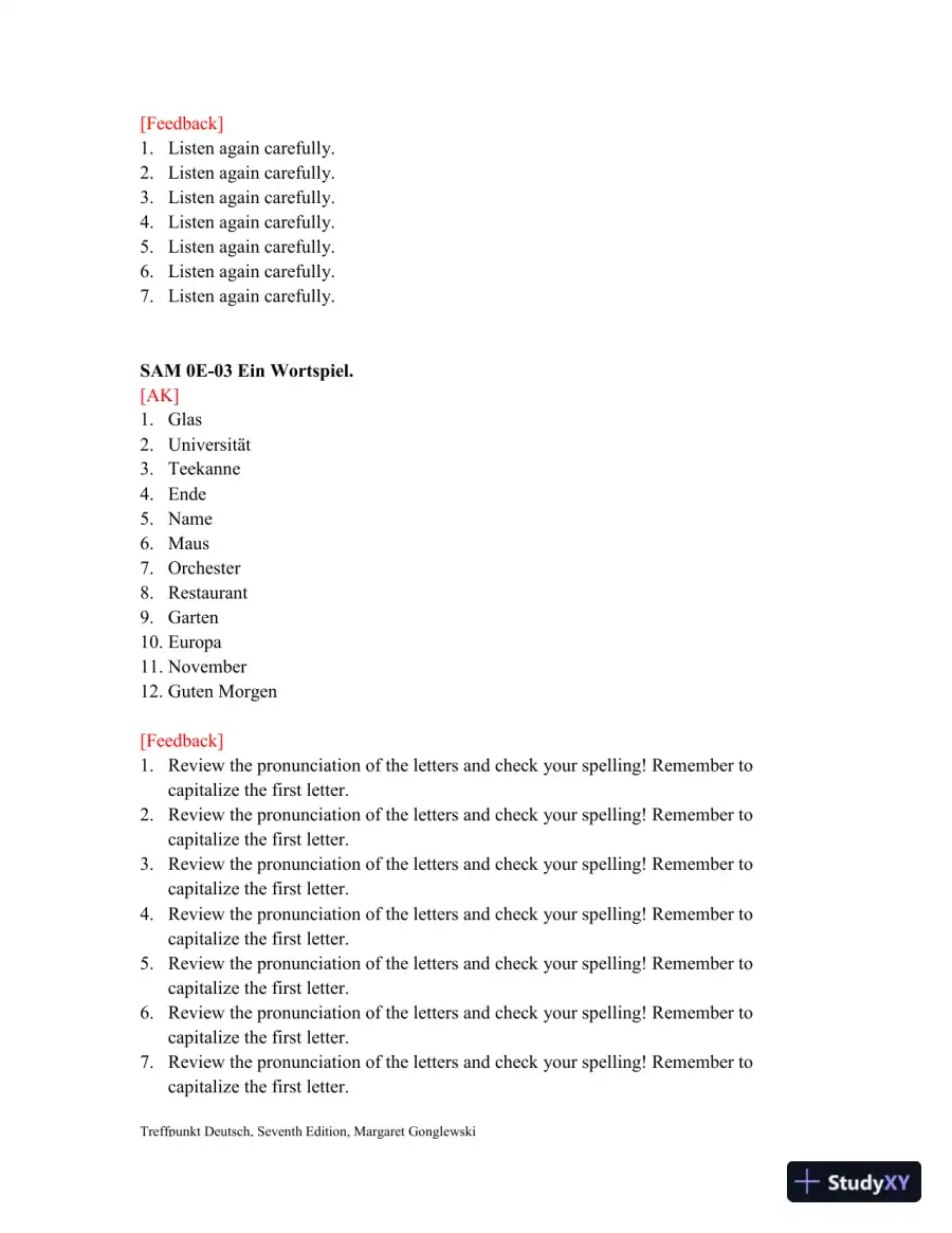 Test Bank for Treffpunkt Deutsch, 7th edition, page 3