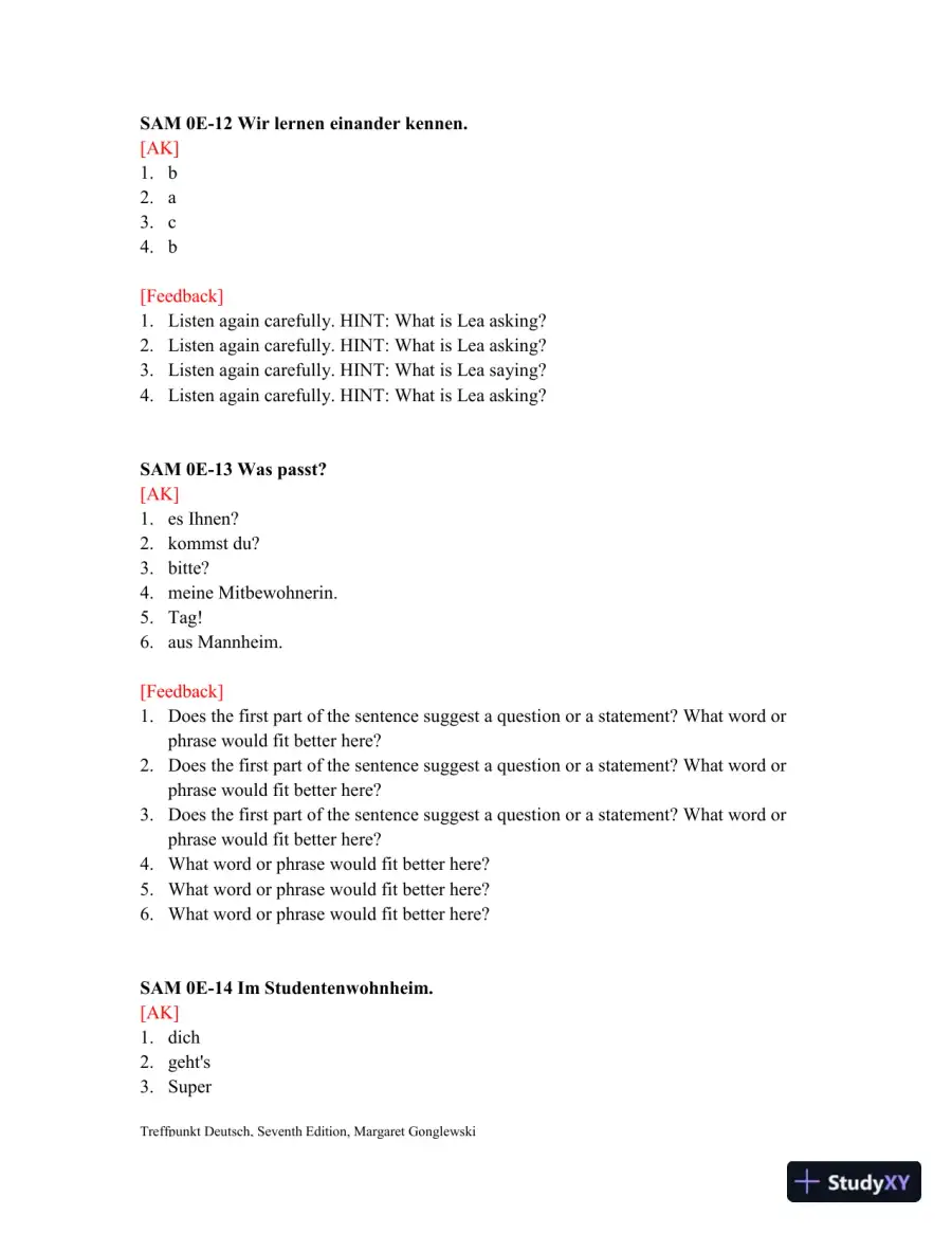 Test Bank for Treffpunkt Deutsch, 7th edition, page 8