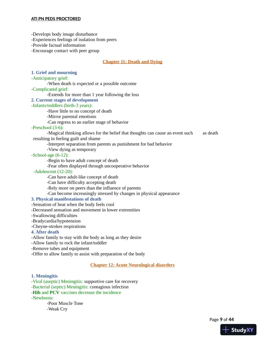 ATI PN Pediatrics Proctored Exam Version 8 with Answers (166 Solved Questions), page 10