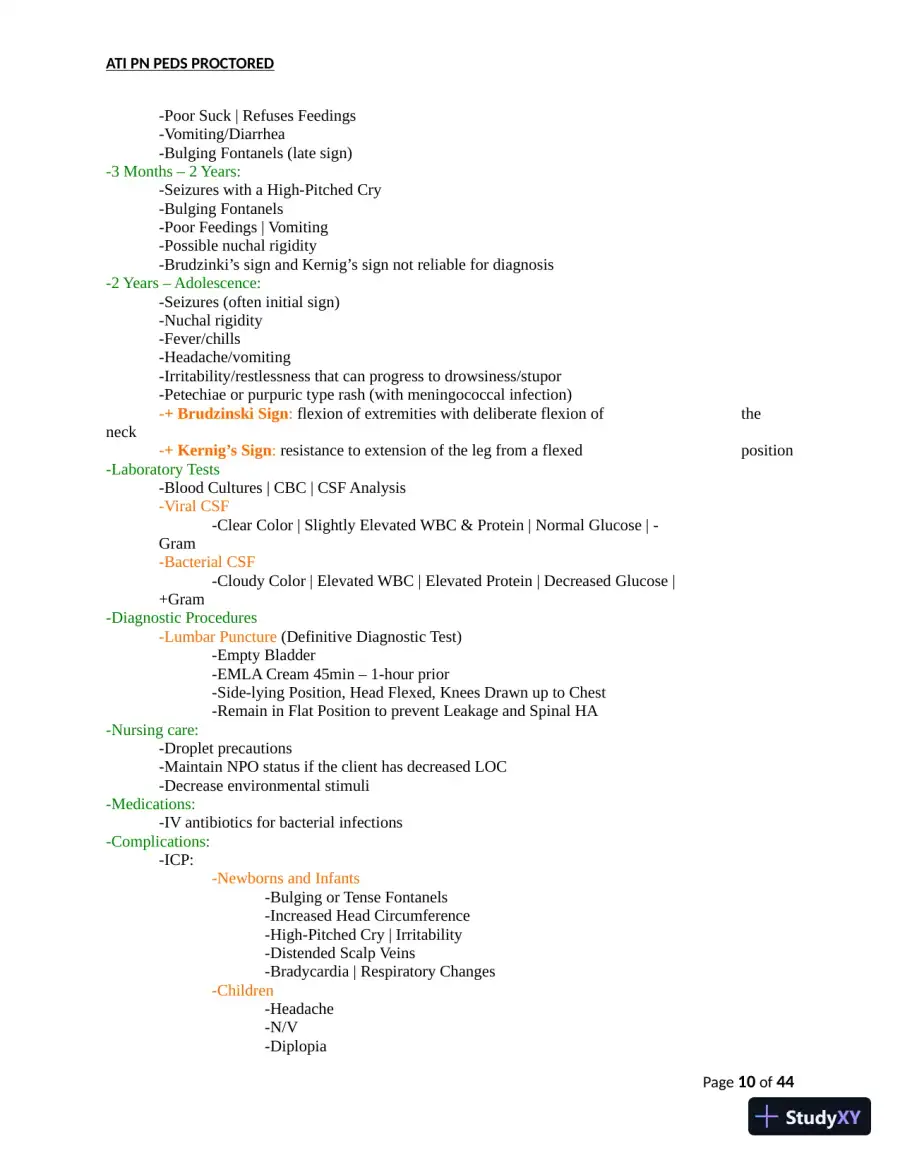 ATI PN Pediatrics Proctored Exam Version 8 with Answers (166 Solved Questions), page 11