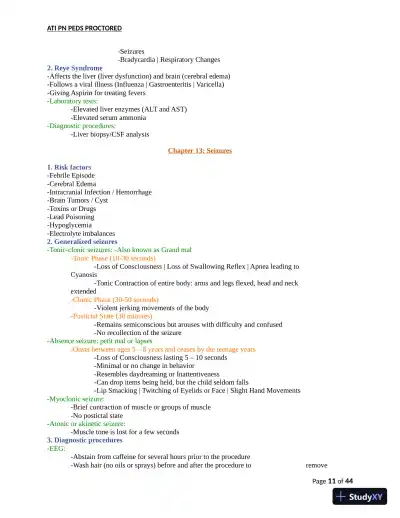 ATI PN Pediatrics Proctored Exam Version 8 with Answers (166 Solved Questions) - Page 12 preview image
