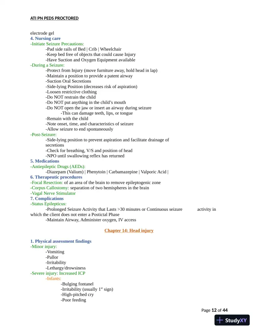 ATI PN Pediatrics Proctored Exam Version 8 with Answers (166 Solved Questions), page 13