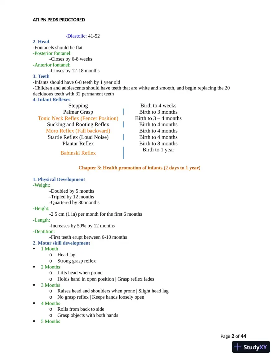 ATI PN Pediatrics Proctored Exam Version 8 with Answers (166 Solved Questions), page 3