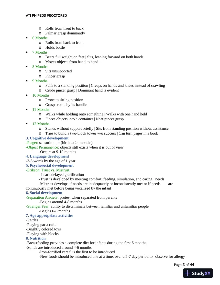 ATI PN Pediatrics Proctored Exam Version 8 with Answers (166 Solved Questions), page 4