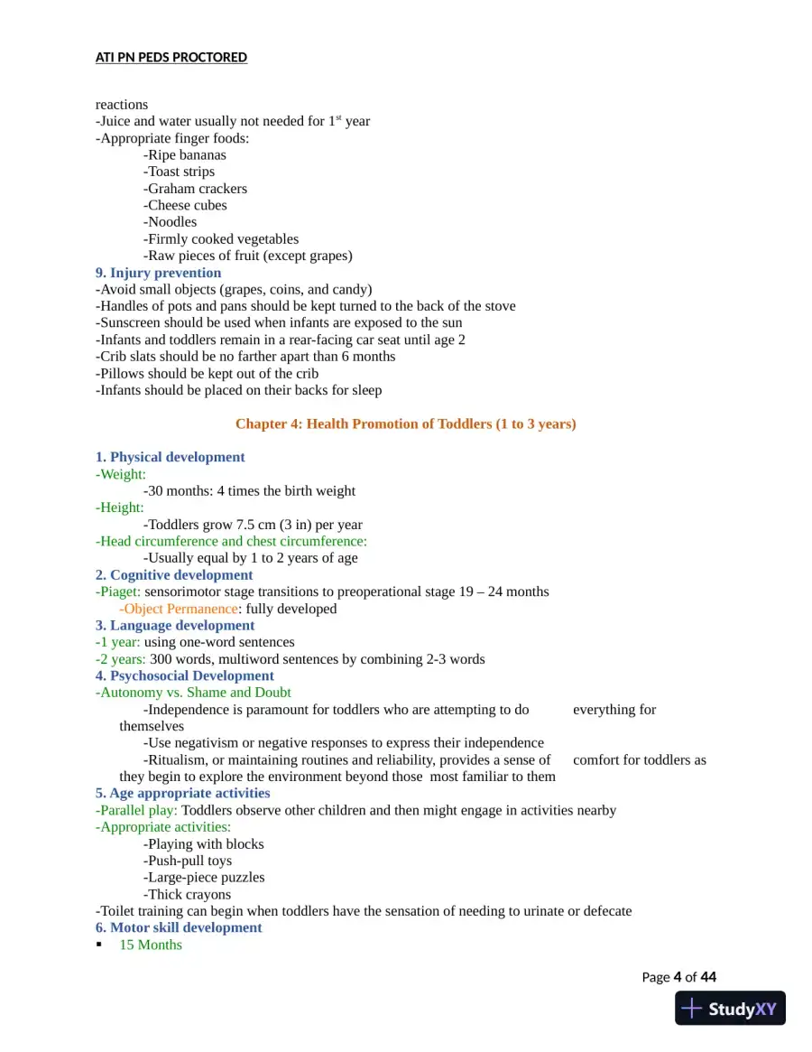 ATI PN Pediatrics Proctored Exam Version 8 with Answers (166 Solved Questions), page 5