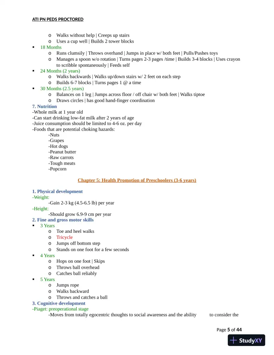 ATI PN Pediatrics Proctored Exam Version 8 with Answers (166 Solved Questions), page 6