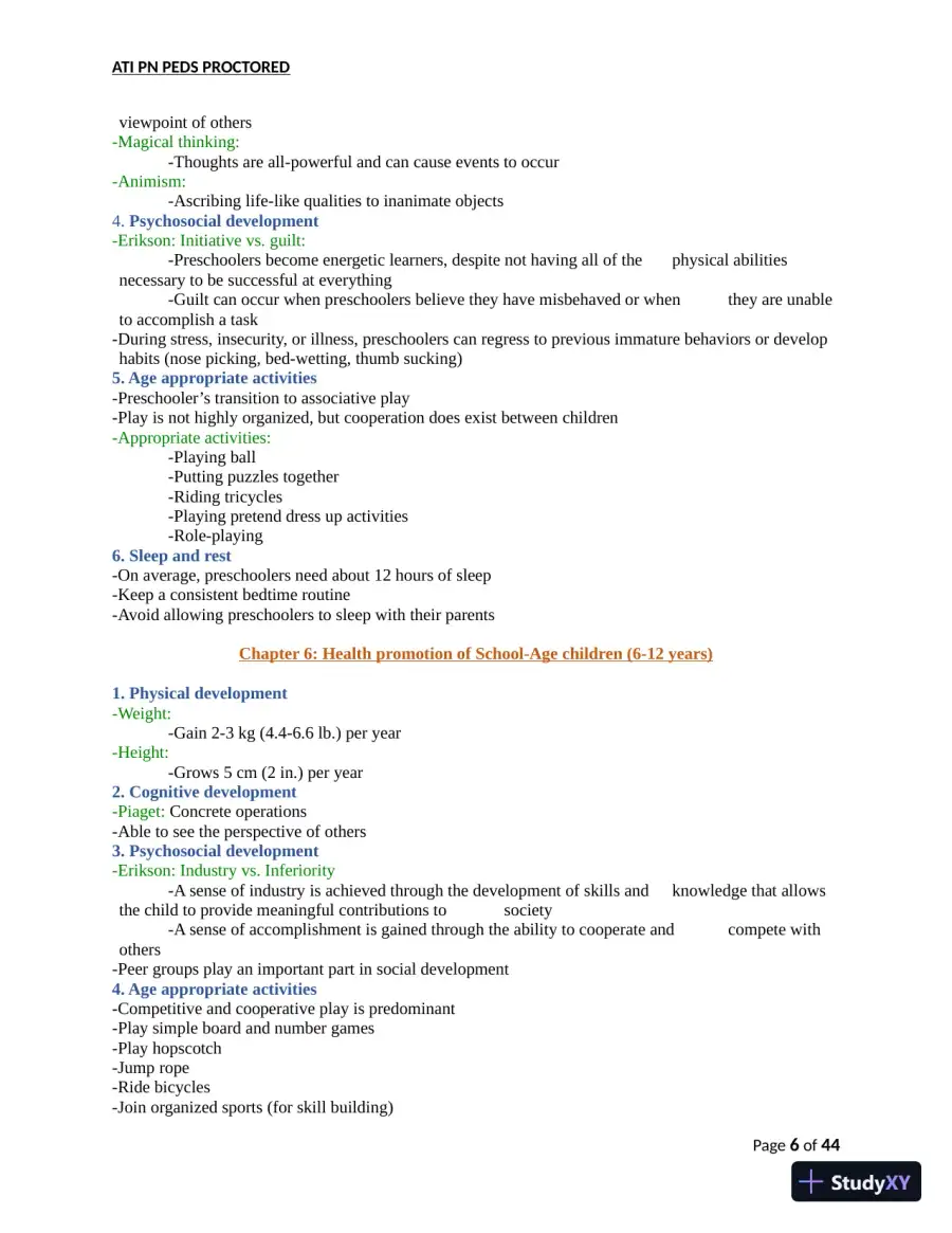 ATI PN Pediatrics Proctored Exam Version 8 with Answers (166 Solved Questions), page 7