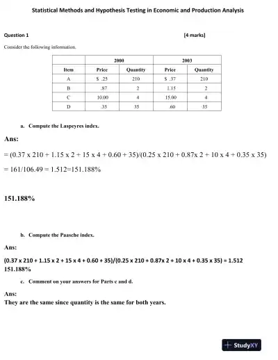 Statistical Methods and Hypothesis Testing in Economic and Production Analysis - Page 1 preview image