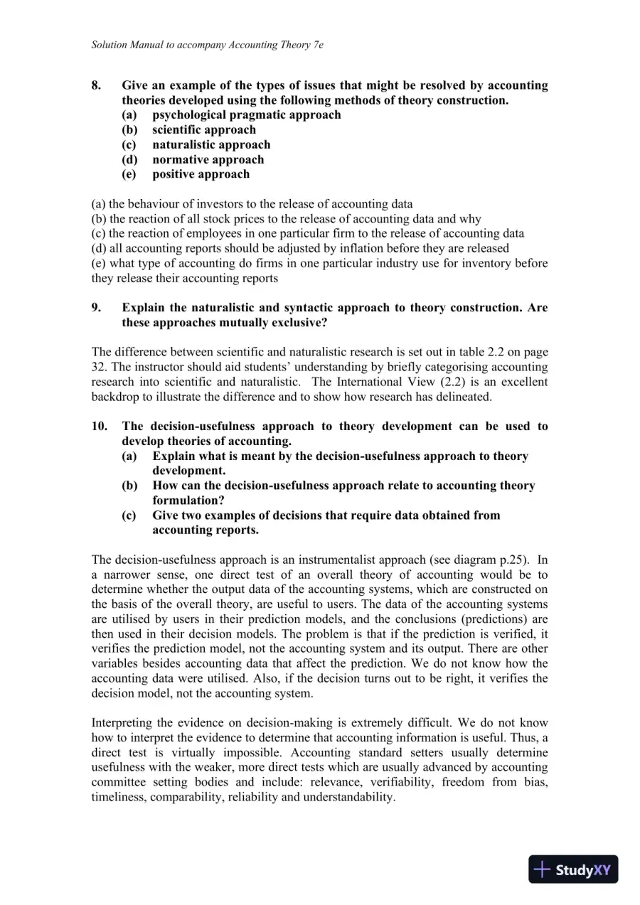 Accounting Theory, 7th Edition Solution Manual, page 14