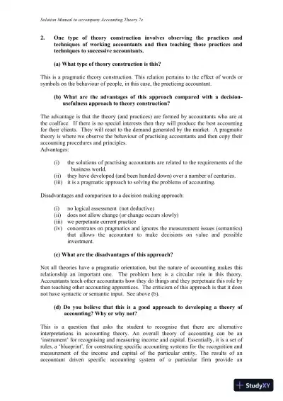 Accounting Theory, 7th Edition Solution Manual - Page 8 preview image