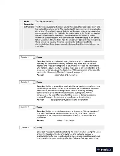 Test Bank For Economy of Nature, 6th Edition - Page 1 preview image