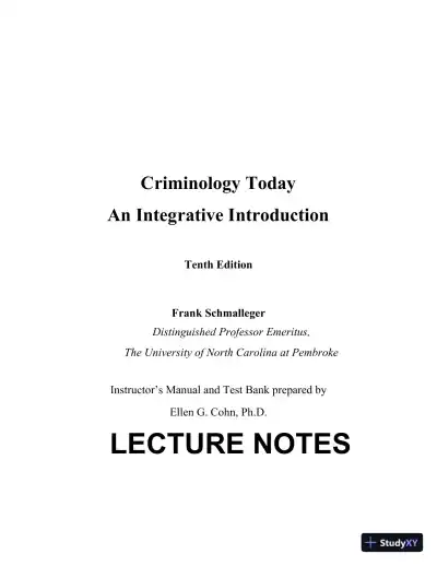 Lecture Notes For Criminology Today: An Integrative Introduction, 10th Edition - Page 1 preview image