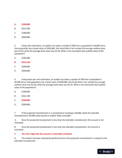ACC555 Final Exam: Auditing and Accounting Principles - Page 3 preview image