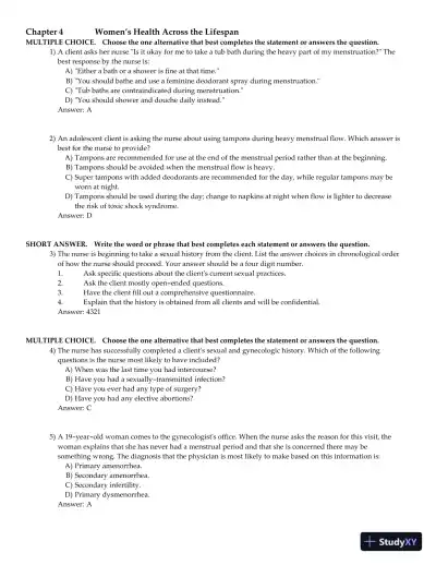 Olds' Maternal-Newborn Nursing and Women's Health Across the Lifespan 8th Edition Test Bank - Page 14 preview image