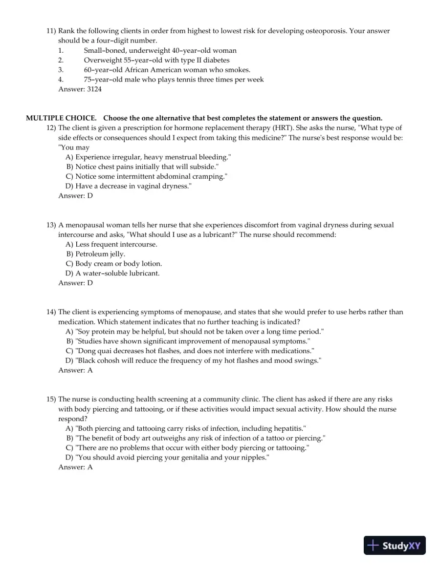 Olds' Maternal-Newborn Nursing and Women's Health Across the Lifespan 8th Edition Test Bank, page 16