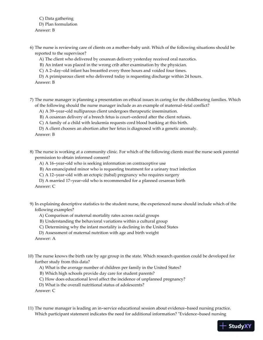 Olds' Maternal-Newborn Nursing and Women's Health Across the Lifespan 8th Edition Test Bank, page 3