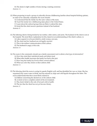Olds' Maternal-Newborn Nursing and Women's Health Across the Lifespan 8th Edition Test Bank - Page 8 preview image