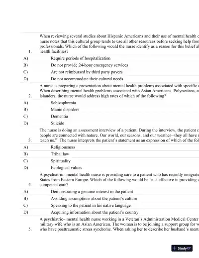 Test Bank For Psychiatric Nursing: Contemporary Practice (Boyd, Psychiatric Nursing) Fifth Edition - Page 12 preview image