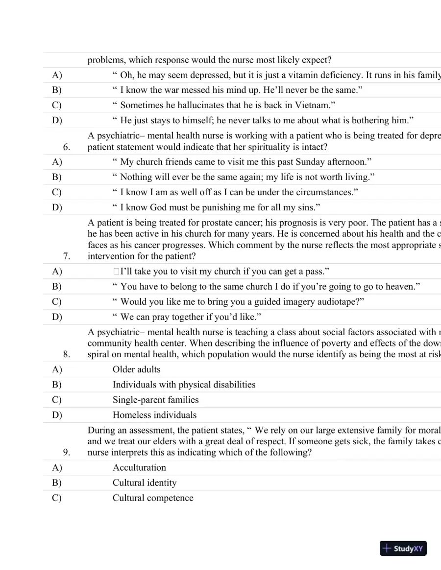 Test Bank For Psychiatric Nursing: Contemporary Practice (Boyd, Psychiatric Nursing) Fifth Edition, page 13