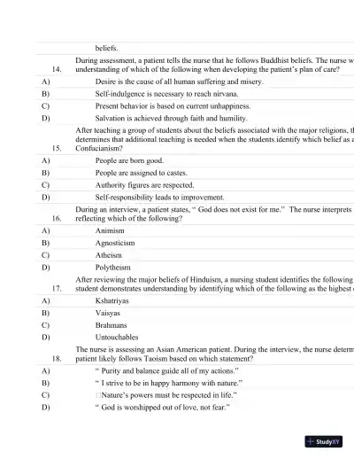 Test Bank For Psychiatric Nursing: Contemporary Practice (Boyd, Psychiatric Nursing) Fifth Edition - Page 15 preview image