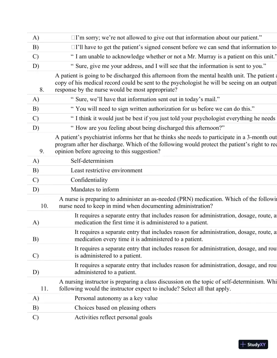 Test Bank For Psychiatric Nursing: Contemporary Practice (Boyd, Psychiatric Nursing) Fifth Edition, page 18
