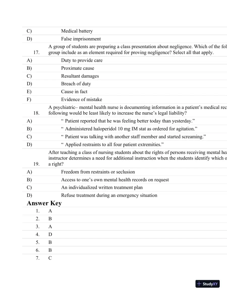 Test Bank For Psychiatric Nursing: Contemporary Practice (Boyd, Psychiatric Nursing) Fifth Edition, page 20