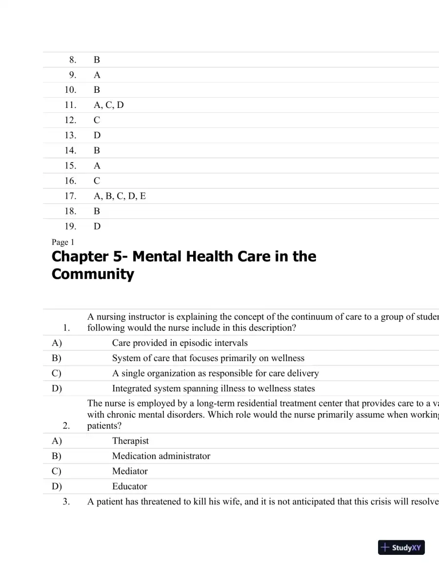 Test Bank For Psychiatric Nursing: Contemporary Practice (Boyd, Psychiatric Nursing) Fifth Edition, page 21