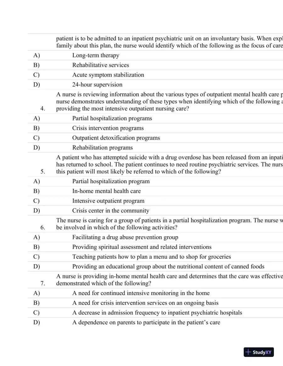 Test Bank For Psychiatric Nursing: Contemporary Practice (Boyd, Psychiatric Nursing) Fifth Edition, page 22