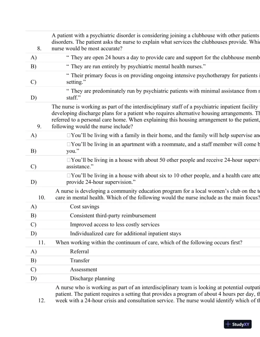Test Bank For Psychiatric Nursing: Contemporary Practice (Boyd, Psychiatric Nursing) Fifth Edition, page 23