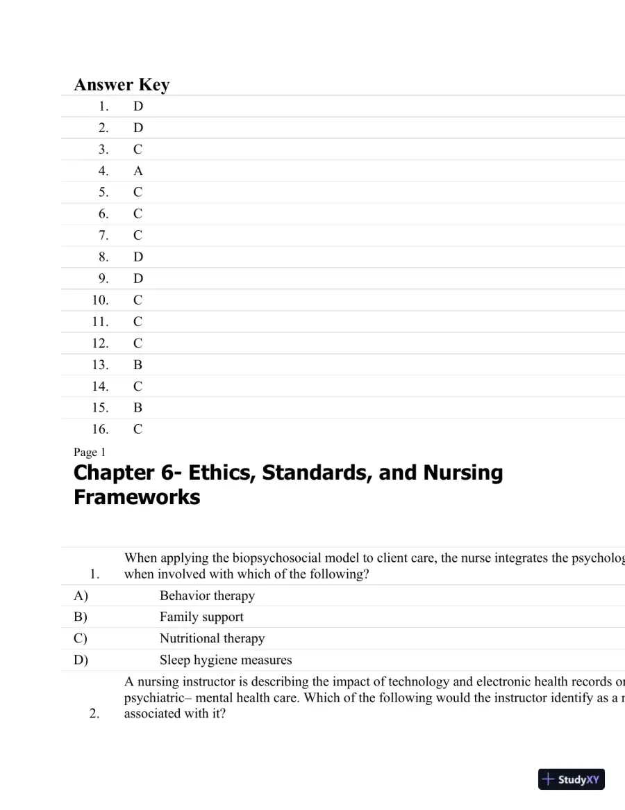 Test Bank For Psychiatric Nursing: Contemporary Practice (Boyd, Psychiatric Nursing) Fifth Edition, page 25