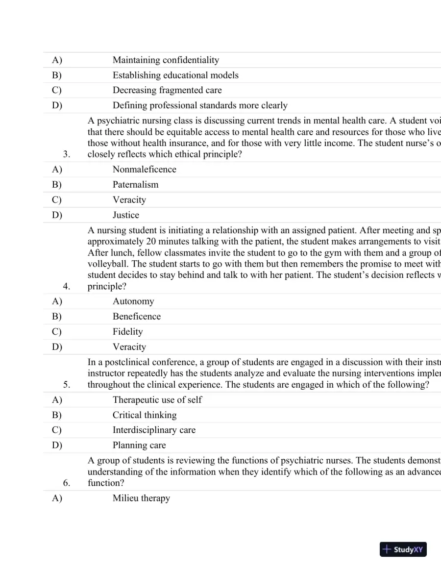 Test Bank For Psychiatric Nursing: Contemporary Practice (Boyd, Psychiatric Nursing) Fifth Edition, page 26