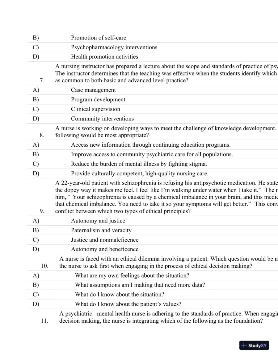 Test Bank For Psychiatric Nursing: Contemporary Practice (Boyd, Psychiatric Nursing) Fifth Edition, page 27