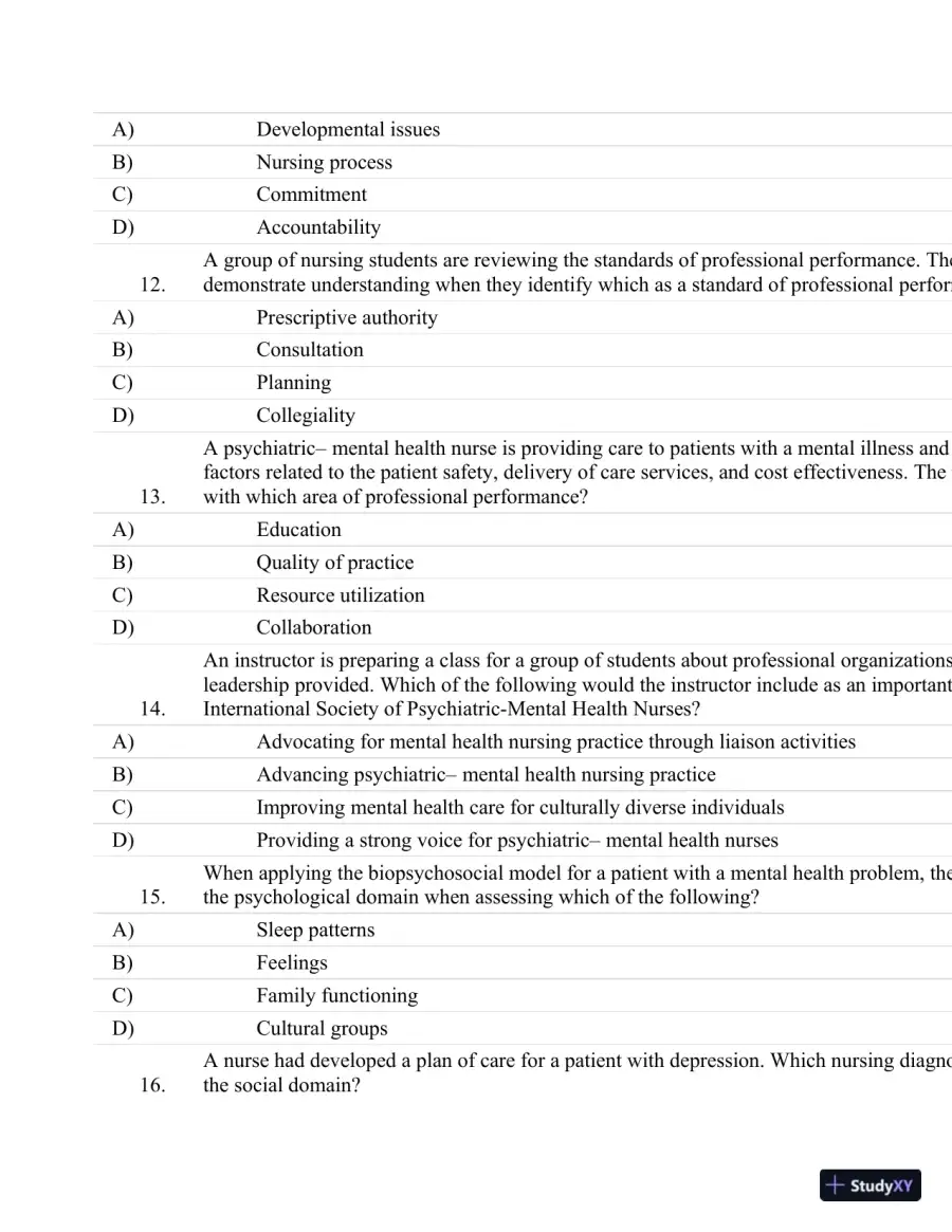 Test Bank For Psychiatric Nursing: Contemporary Practice (Boyd, Psychiatric Nursing) Fifth Edition, page 28