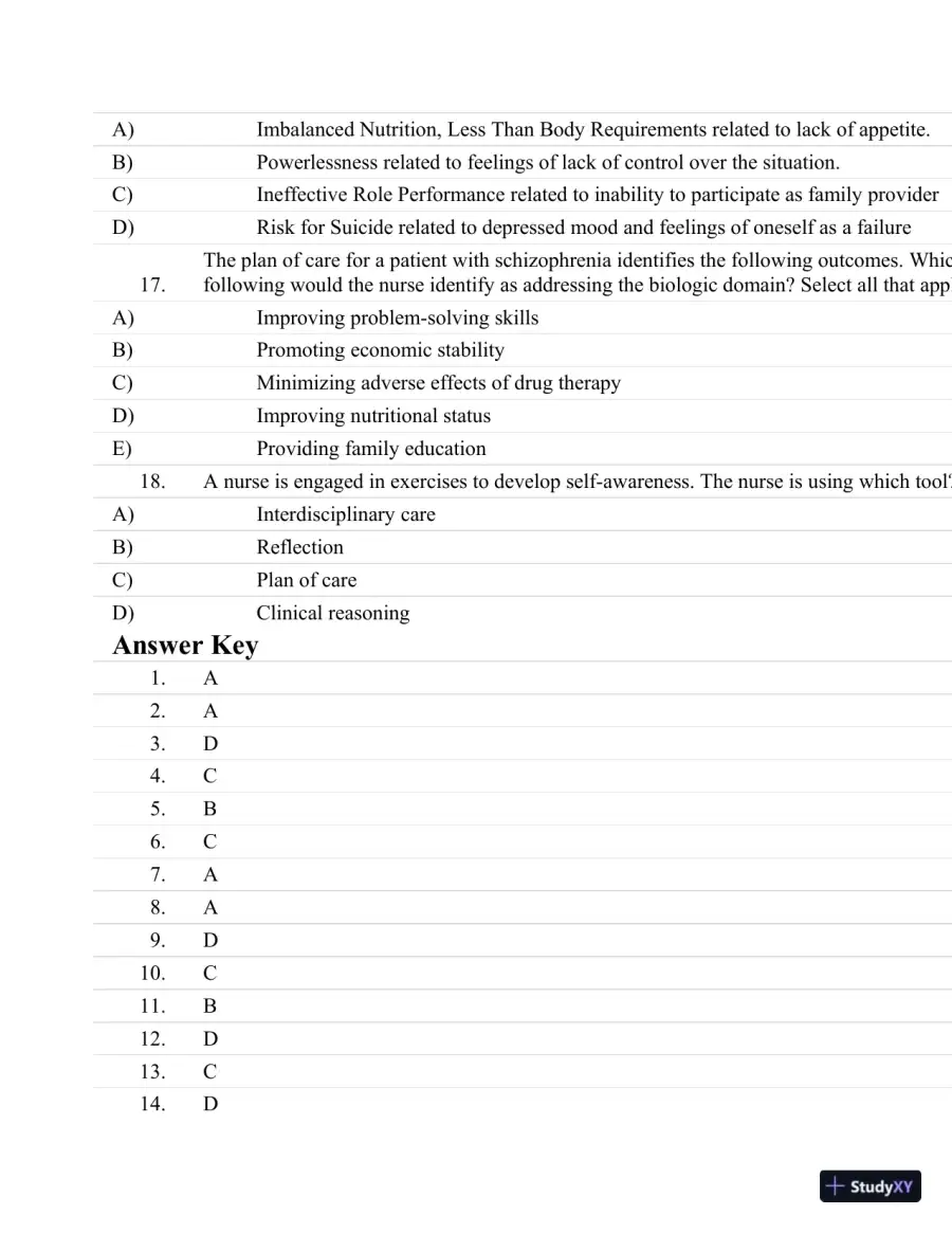 Test Bank For Psychiatric Nursing: Contemporary Practice (Boyd, Psychiatric Nursing) Fifth Edition, page 29