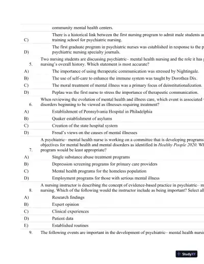 Test Bank For Psychiatric Nursing: Contemporary Practice (Boyd, Psychiatric Nursing) Fifth Edition - Page 3 preview image