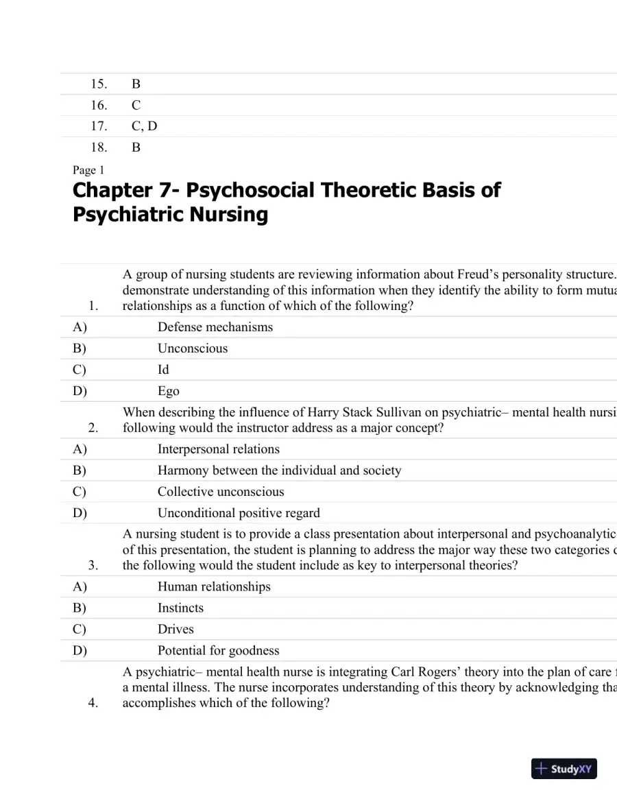 Test Bank For Psychiatric Nursing: Contemporary Practice (Boyd, Psychiatric Nursing) Fifth Edition, page 30