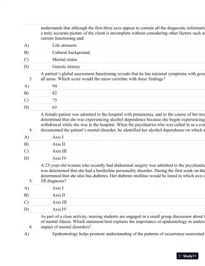 Test Bank For Psychiatric Nursing: Contemporary Practice (Boyd, Psychiatric Nursing) Fifth Edition - Page 7 preview image