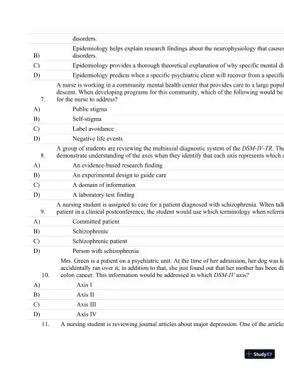 Test Bank For Psychiatric Nursing: Contemporary Practice (Boyd, Psychiatric Nursing) Fifth Edition - Page 8 preview image