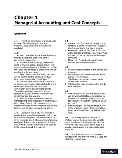 Solution Manual For Managerial Accounting 16th Edition Solution Manual - Page 1 preview image