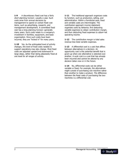 Solution Manual For Managerial Accounting 16th Edition Solution Manual - Page 3 preview image