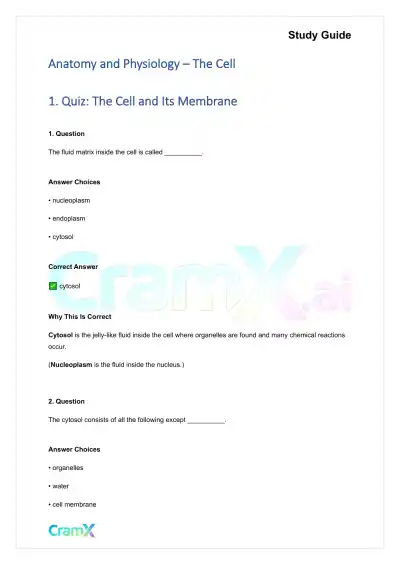 Anatomy and Physiology - The Cell - Page 1 preview image