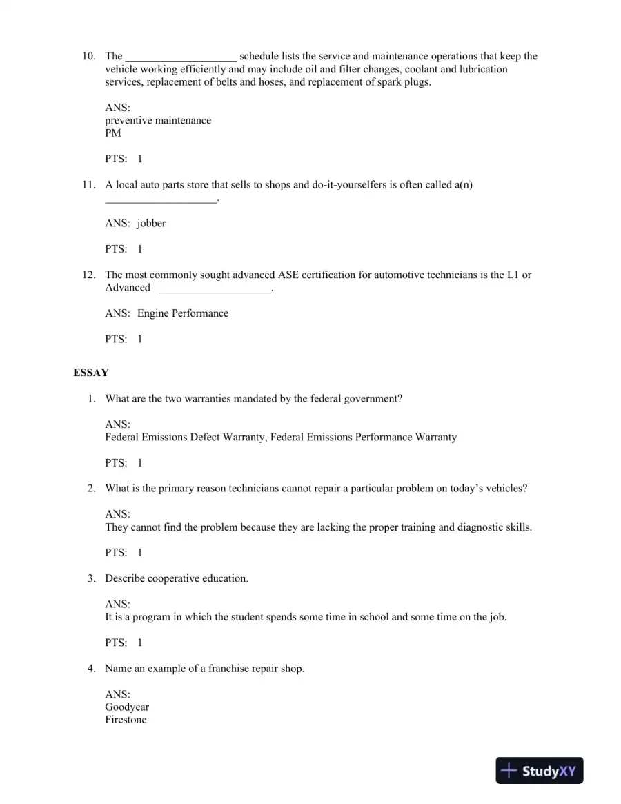 Automotive Technology: A Systems Approach, 5th Edition Test Bank, page 10