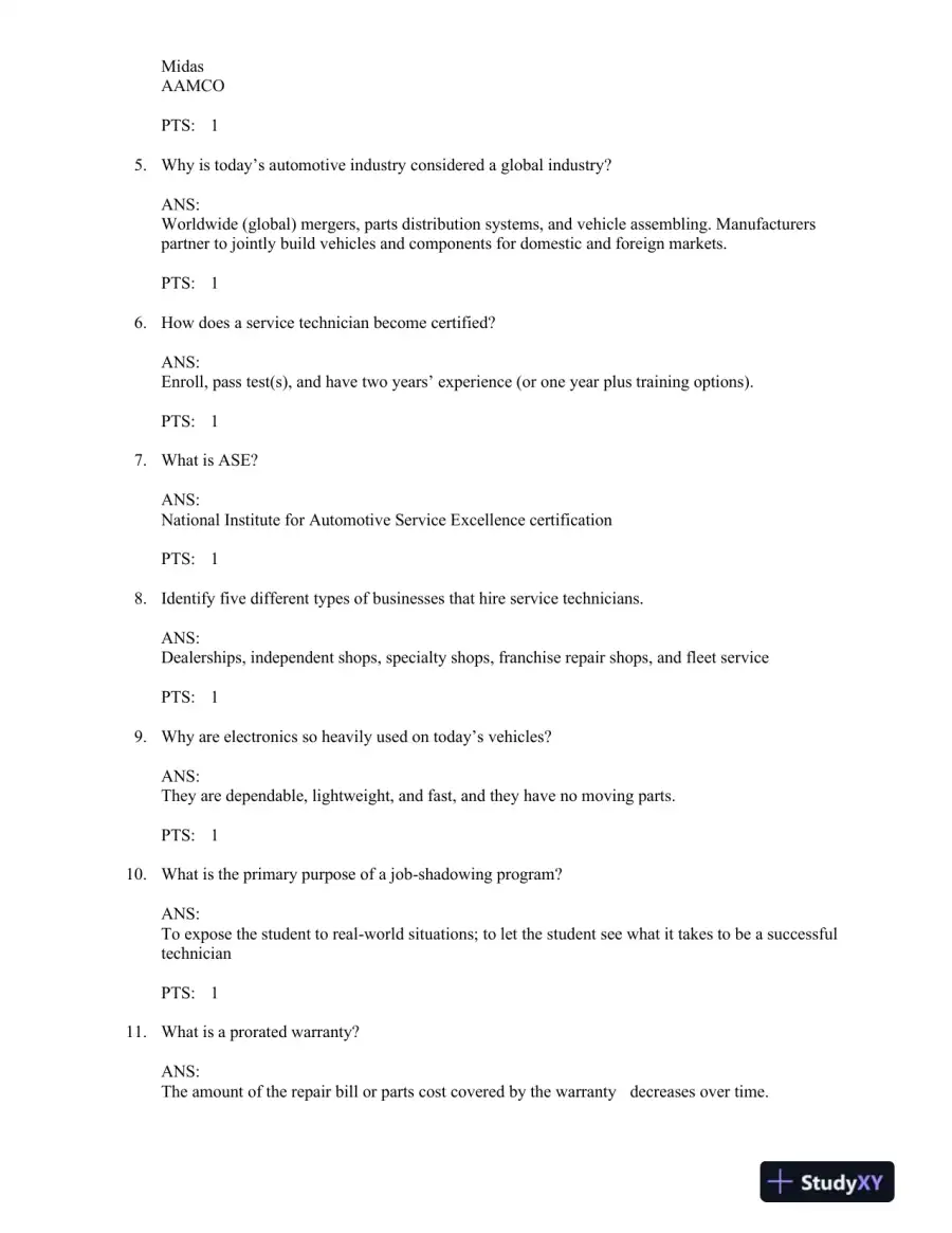 Automotive Technology: A Systems Approach, 5th Edition Test Bank, page 11