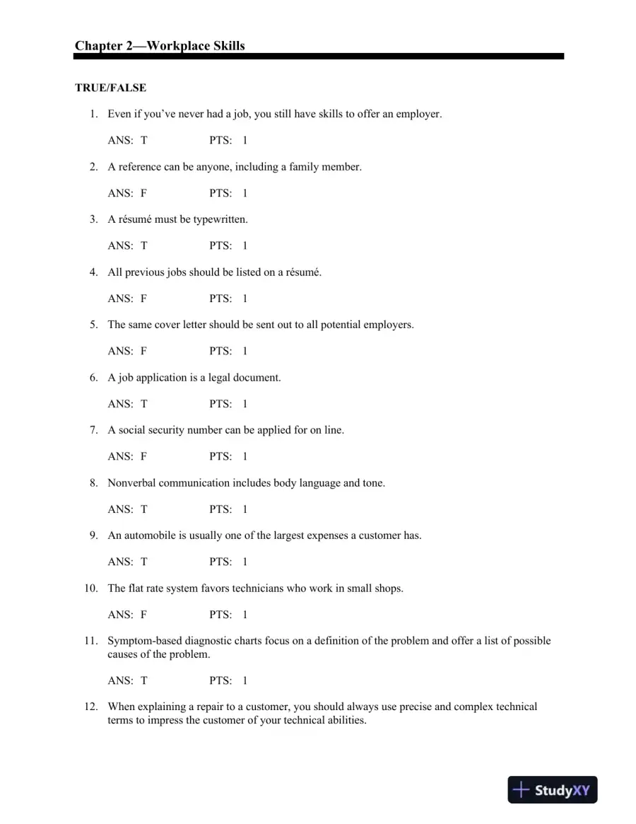 Automotive Technology: A Systems Approach, 5th Edition Test Bank, page 13